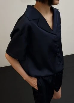 Inch Hadi Satin Shorts - Navy