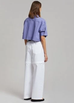 Beside You Ada Cropped Pocket Shirt - Purple