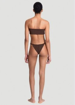 Aexae Ruched Bandeau Swim Top - Brown CLOTHING