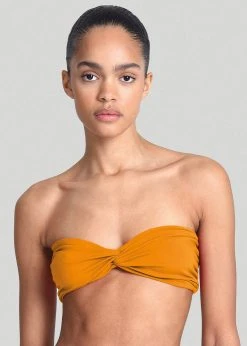 Aexae Ruched Bandeau Swim Top - Orange CLOTHING