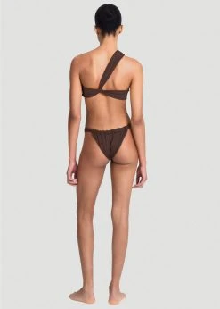 Aexae Ruched Swimsuit Bottoms - Brown