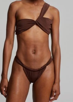 Aexae Ruched Swimsuit Bottoms - Brown