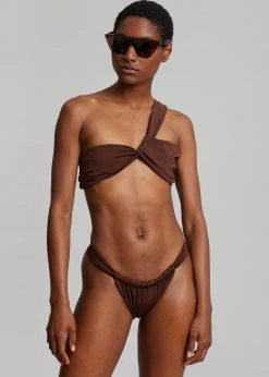 Aexae Ruched Swimsuit Bottoms - Brown