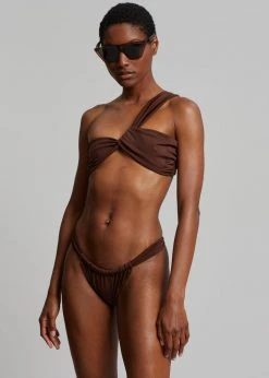 Aexae Ruched Swimsuit Bottoms - Brown