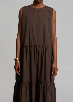 The Frankie Shop Aka Flouncy Long Dress - Chocolate CLOTHING