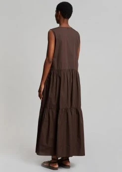 The Frankie Shop Aka Flouncy Long Dress - Chocolate CLOTHING
