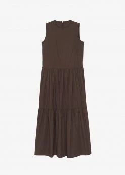 The Frankie Shop Aka Flouncy Long Dress - Chocolate CLOTHING
