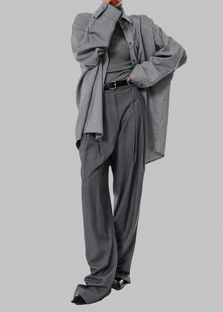 The Frankie Shop CLOTHING Alanis Button Down Shirt - Storm Grey