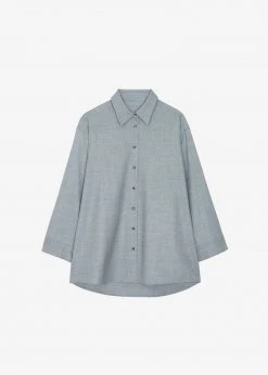 The Frankie Shop CLOTHING Alanis Button Down Shirt - Storm Grey