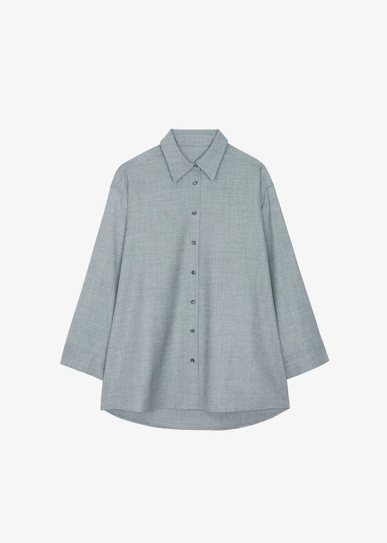 The Frankie Shop CLOTHING Alanis Button Down Shirt - Storm Grey