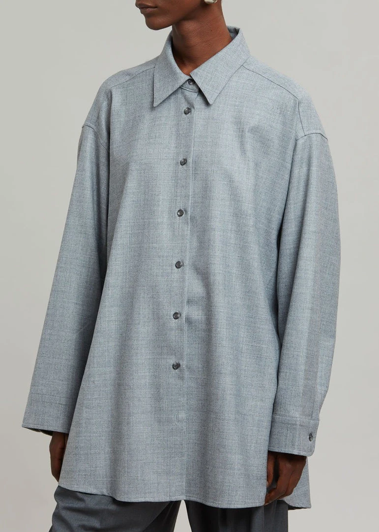 The Frankie Shop CLOTHING Alanis Button Down Shirt - Storm Grey