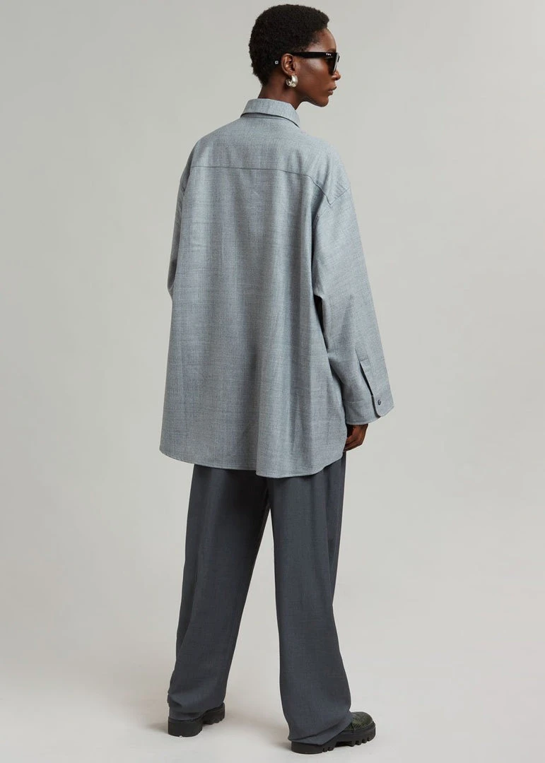The Frankie Shop CLOTHING Alanis Button Down Shirt - Storm Grey