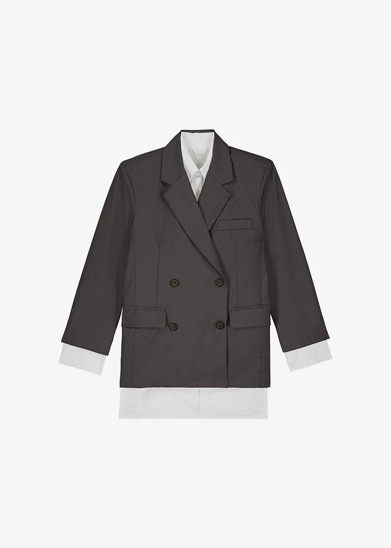 The Frankie Shop Amaga Layered Blazer - Charcoal CLOTHING