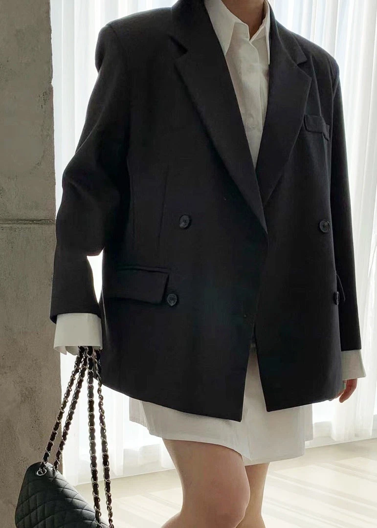 The Frankie Shop Amaga Layered Blazer - Charcoal CLOTHING