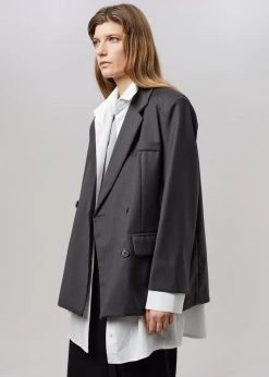 The Frankie Shop Amaga Layered Blazer - Charcoal CLOTHING