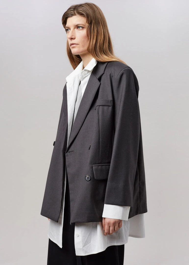 The Frankie Shop Amaga Layered Blazer - Charcoal CLOTHING