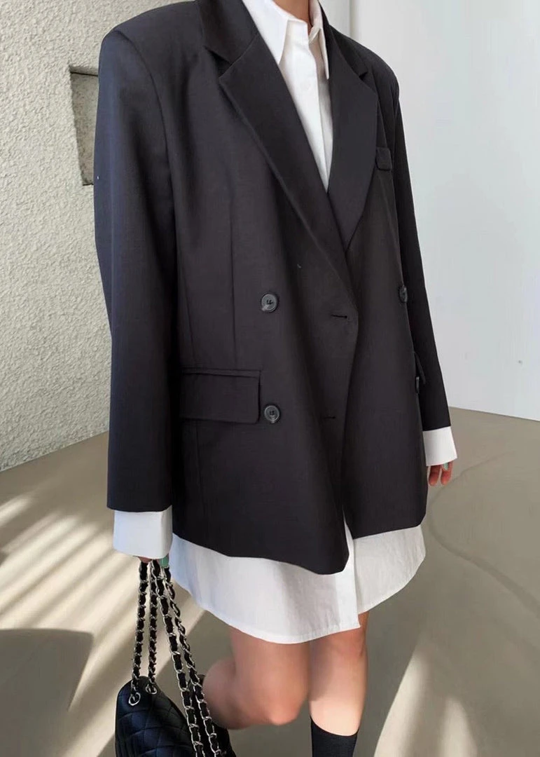 The Frankie Shop Amaga Layered Blazer - Charcoal CLOTHING