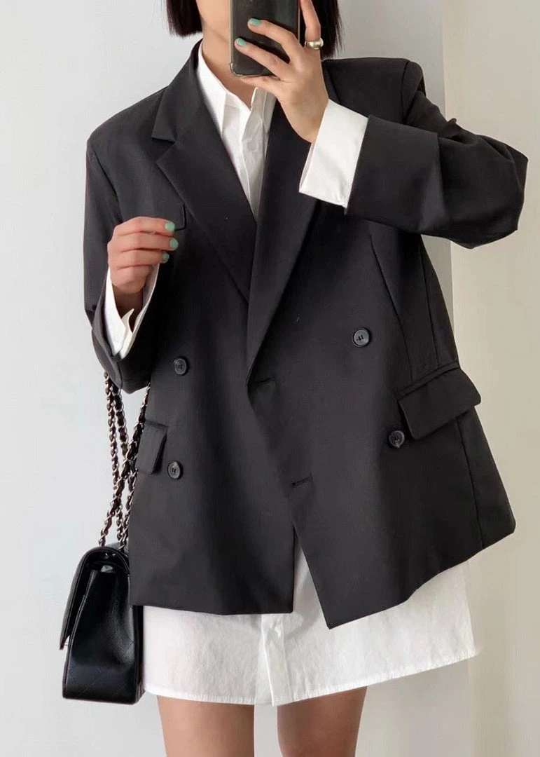 The Frankie Shop Amaga Layered Blazer - Charcoal CLOTHING