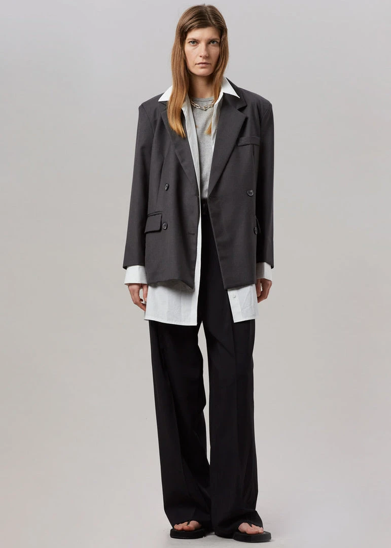 The Frankie Shop Amaga Layered Blazer - Charcoal CLOTHING