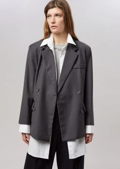 The Frankie Shop Amaga Layered Blazer - Charcoal CLOTHING