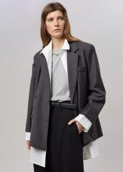 The Frankie Shop Amaga Layered Blazer - Charcoal CLOTHING