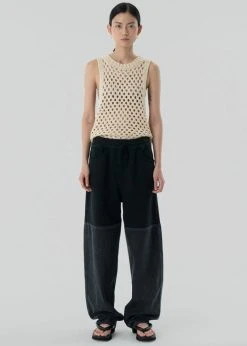 Amomento Drawstring Denim Pants - Black CLOTHING