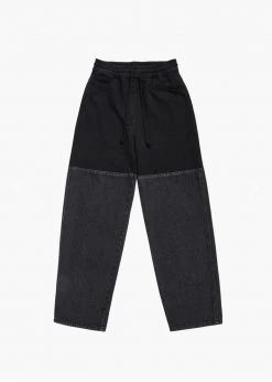 Amomento Drawstring Denim Pants - Black CLOTHING