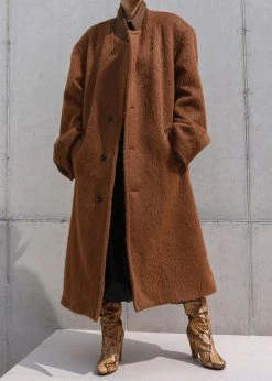 The Frankie Shop CLOTHING Anei Alpaca Coat - Tawney