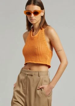 The Plan Anikka Backless Crochet Top - Orange