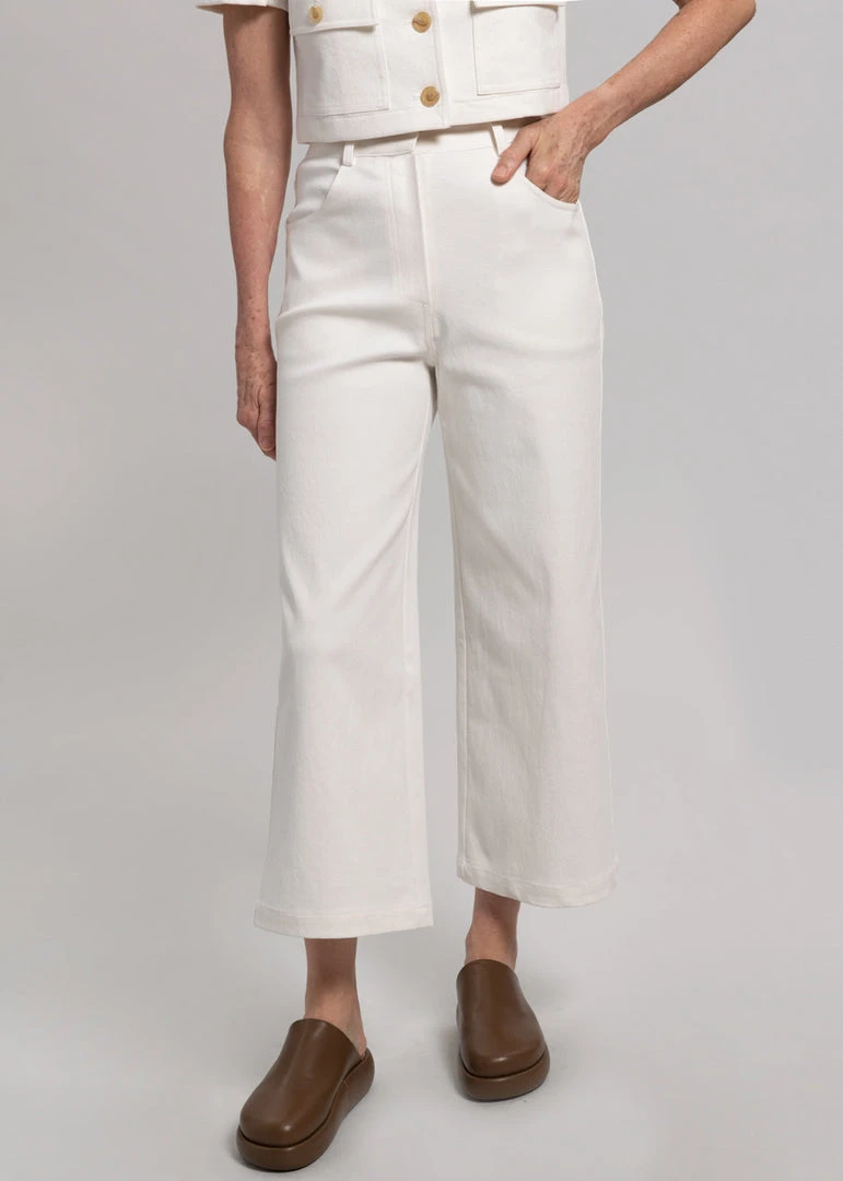 Blossom Anna Wide Denim Pants - Cream