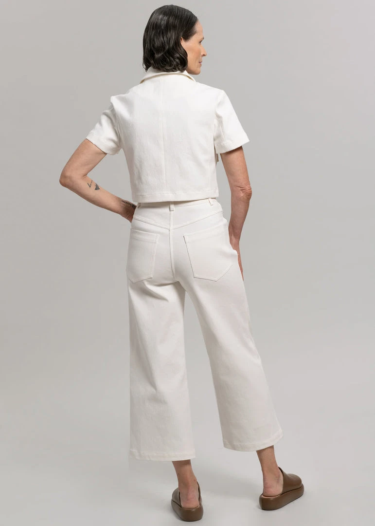 Blossom Anna Wide Denim Pants - Cream