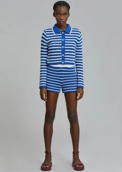 The Plan Aqua Knit Cardigan - Navy Stripe