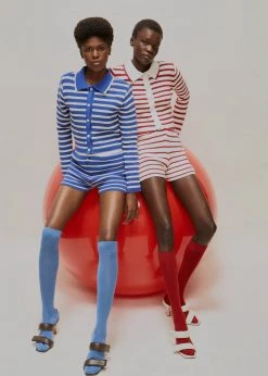 The Plan Aqua Knit Cardigan - Red Stripe CLOTHING