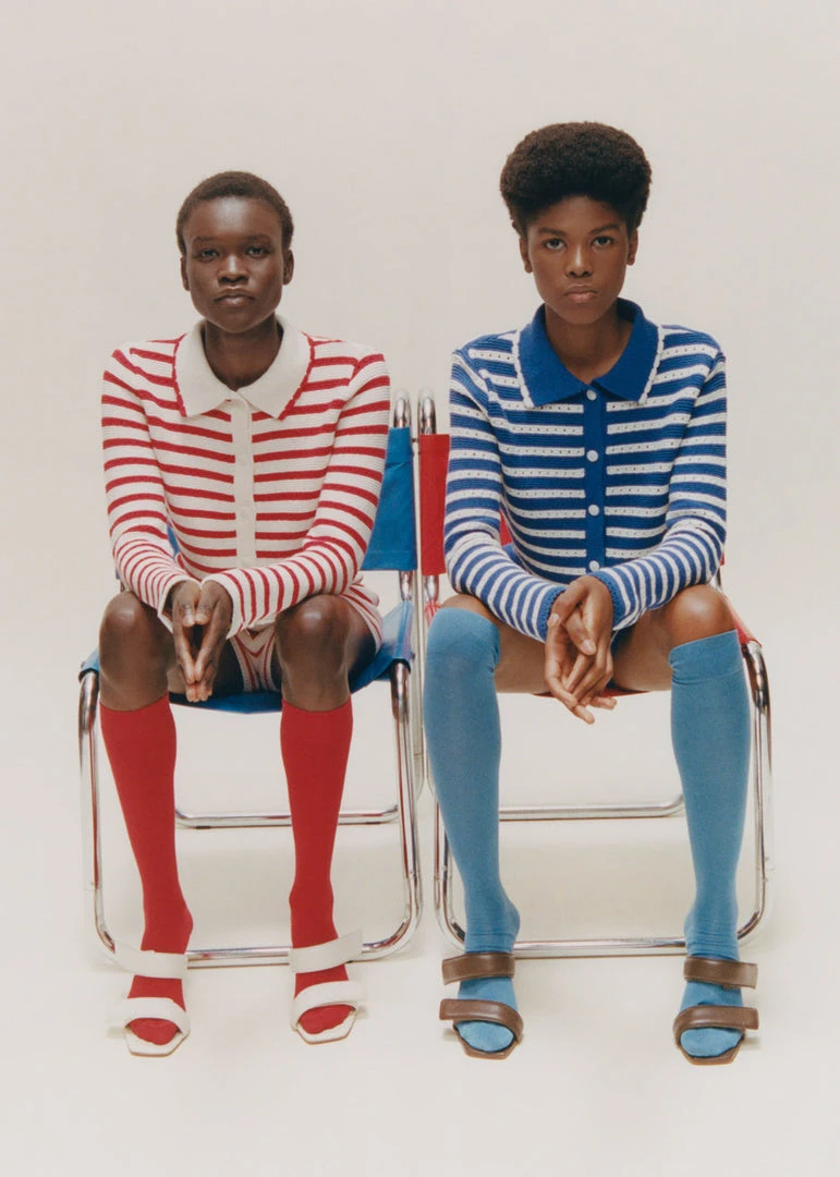 The Plan Aqua Knit Cardigan - Red Stripe CLOTHING