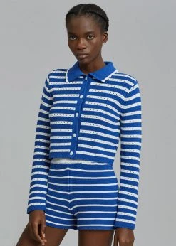 The Plan CLOTHING Aqua Knit Short - Navy Stripe