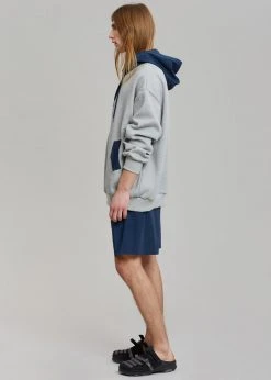 The Frankie Shop Men Arch Hoodie - Heather Grey/Navy
