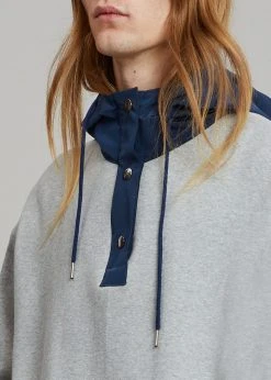 The Frankie Shop Men Arch Hoodie - Heather Grey/Navy