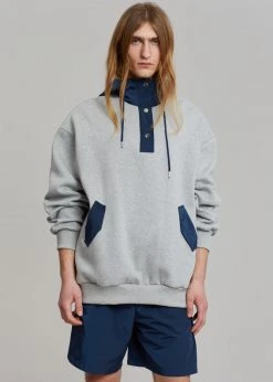 The Frankie Shop Men Arch Hoodie - Heather Grey/Navy
