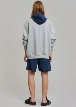 The Frankie Shop Men Arch Hoodie - Heather Grey/Navy