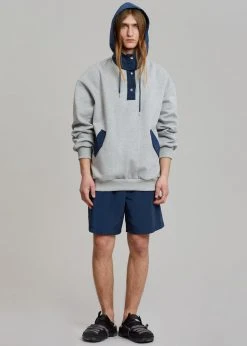 The Frankie Shop Men Arch Hoodie - Heather Grey/Navy