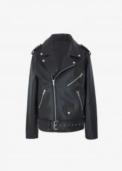 The Frankie Shop Aria Faux Leather Jacket - Black