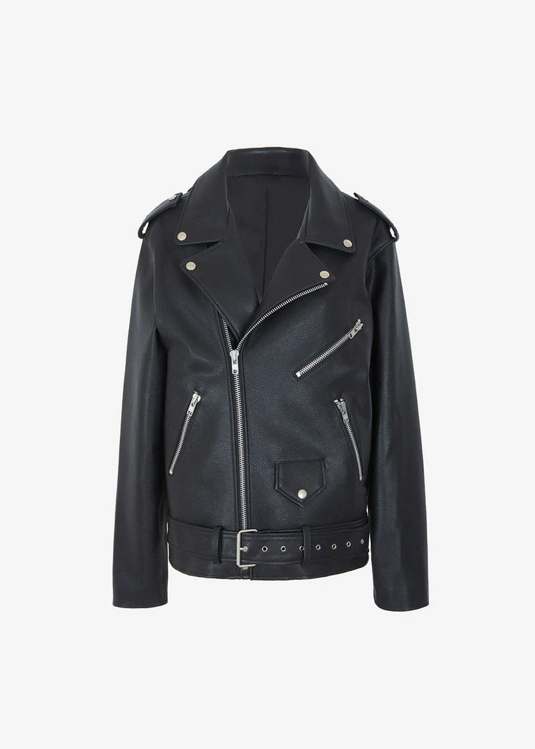 The Frankie Shop Aria Faux Leather Jacket - Black