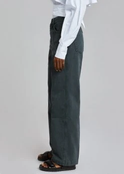 Come And Get Axis Wide Denim Pants - Dark Grey