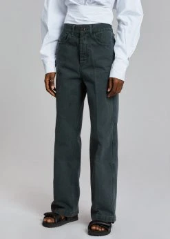 Come And Get Axis Wide Denim Pants - Dark Grey