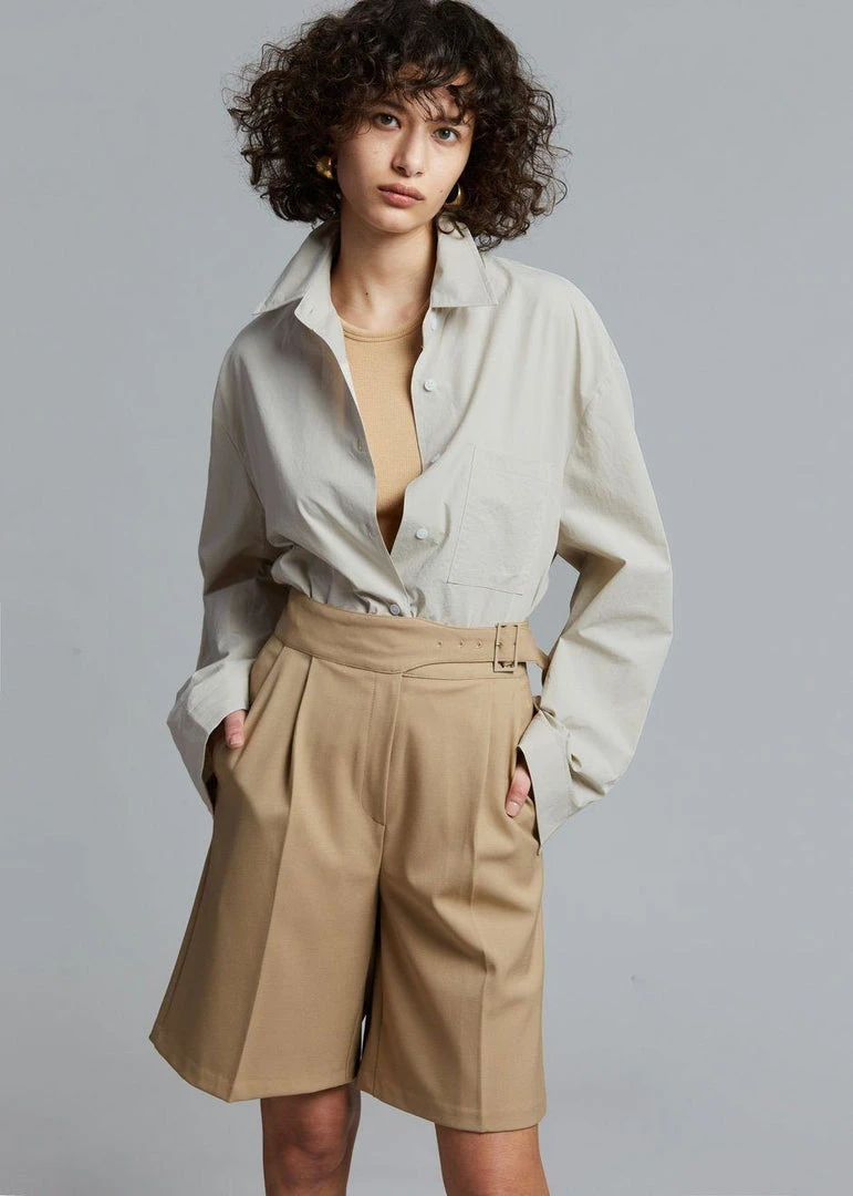 Mellor Aya Belted Suit Shorts - True Tan