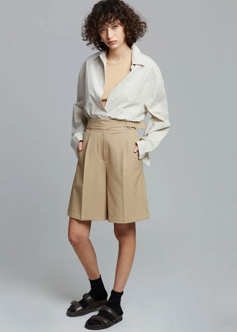 Mellor Aya Belted Suit Shorts - True Tan