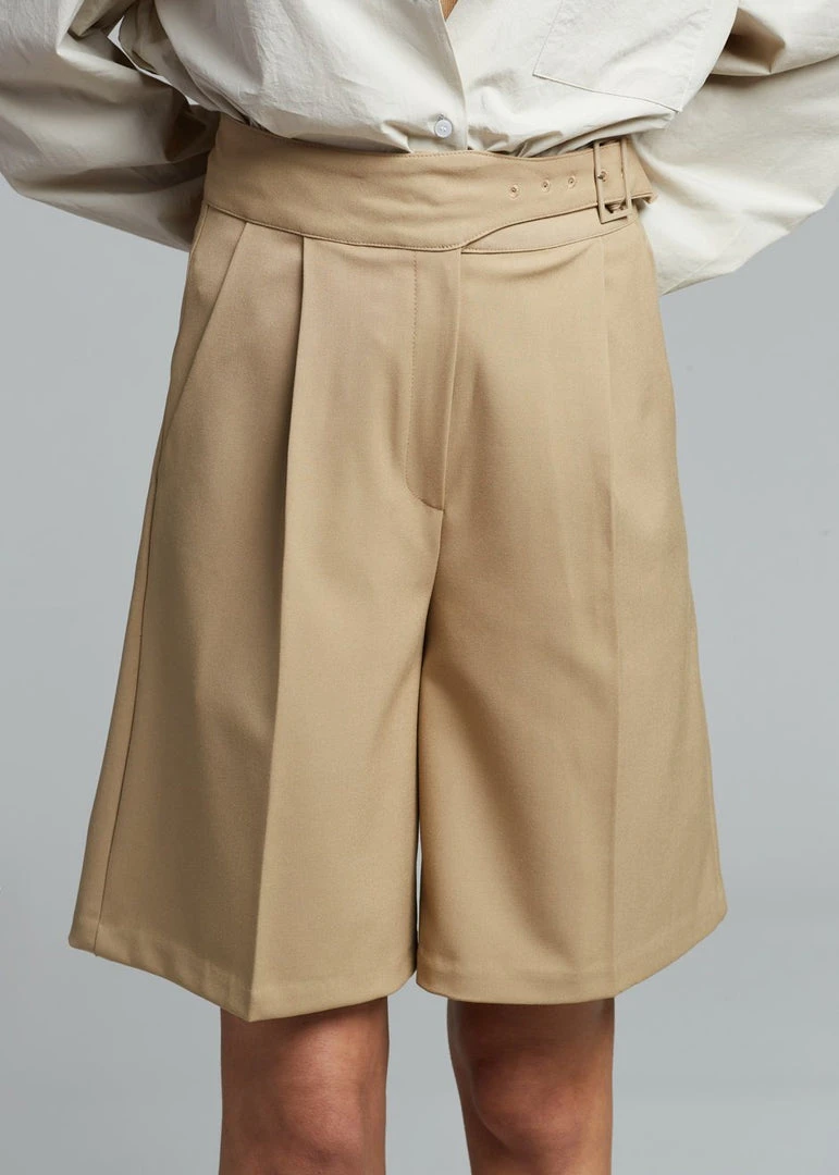 Mellor Aya Belted Suit Shorts - True Tan