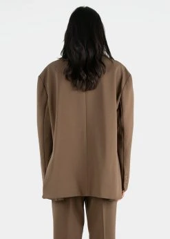 The Frankie Shop Bea Boxy Blazer - Chocolate CLOTHING