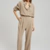 The Frankie Shop Bea Fluid Pinstripe Suit Pants - Camel CLOTHING
