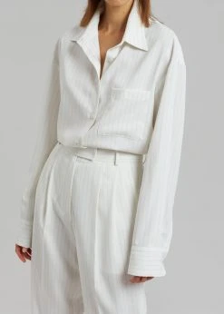 The Frankie Shop CLOTHING Bea Fluid Pinstripe Suit Pants - Off White